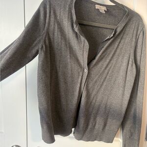 LOFT Charcoal Knit Cardigan